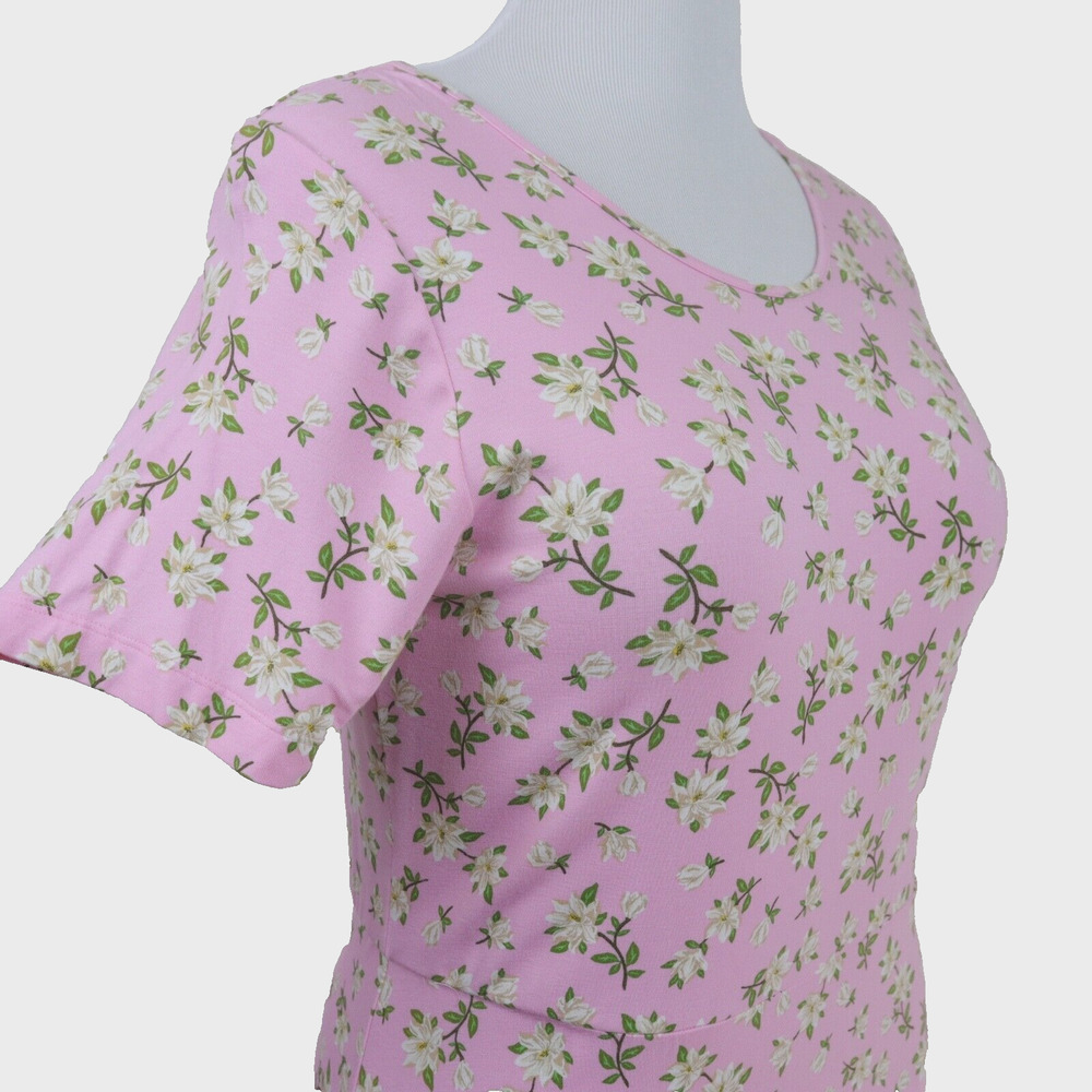 Draper James Size L Tammy Midi T-Shirt Dress Pink Magnolia Floral - Picture 7 of 9